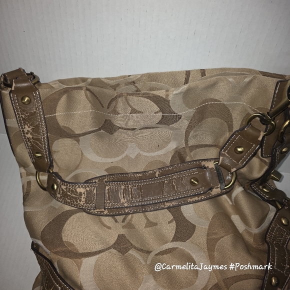 💯 Authentic preloved Coach👛Carly Signature Khaki Canvas Bag - Picture 6 of 8